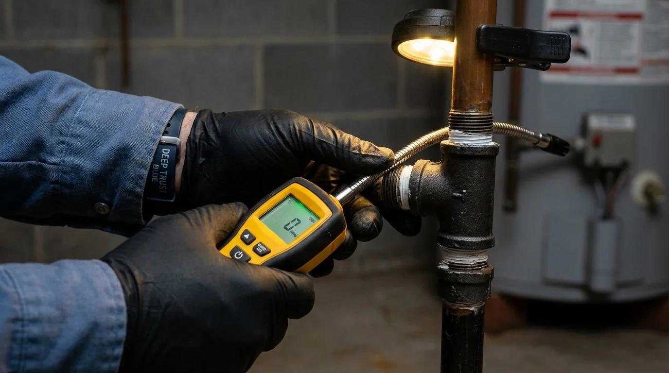 Gas leak detection with electronic sniffer by Johns Plumbing LLC in Germantown